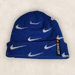 Nike Youth Blue Cuffed Folded Beanie